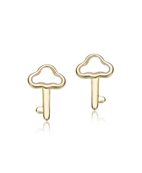 GiGiGirl 14K Gold Plated with White Mother Of Pearl Cloud Design Stud Earrings For Kids