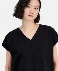 Eileen Fisher Women's Boxy V-Neck Cap-Sleeve Top