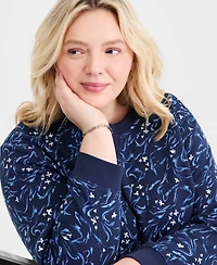 Style & Co Plus Printed Crewneck Fleece Sweatshirt