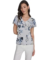 Calvin Klein Women's Printed V-Neck Top