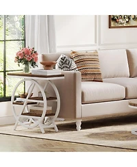 Tribesigns End Table, 3-Tier Faux Marble Side Table with Storage, Wood Narrow Sofa Side Table, Table