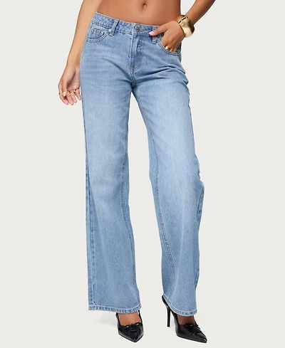 Edikted Women's Holly Low Rise Straight Leg Jeans