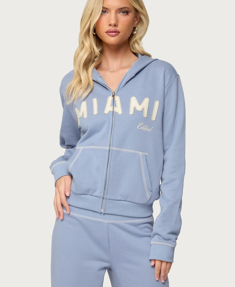 Edikted Women's Miami Babe Zip Up Hoodie