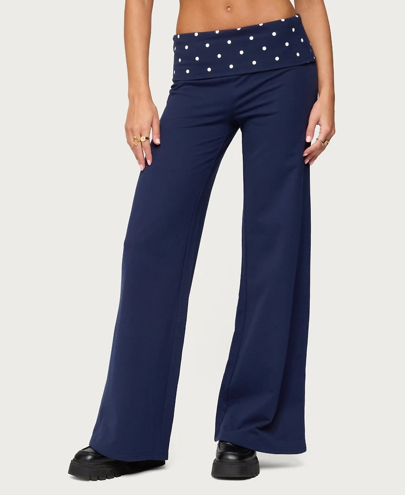 Edikted Women's Reeva Polka Dot Fold Over Pants