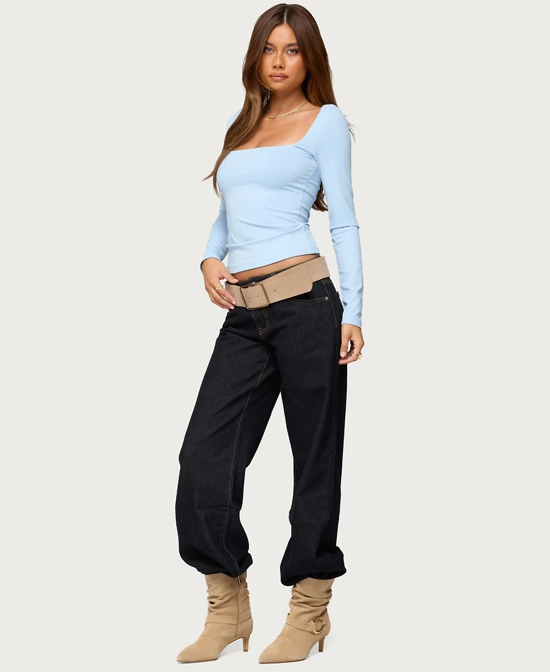 Edikted Women's Lovie Fitted Square Neck Top