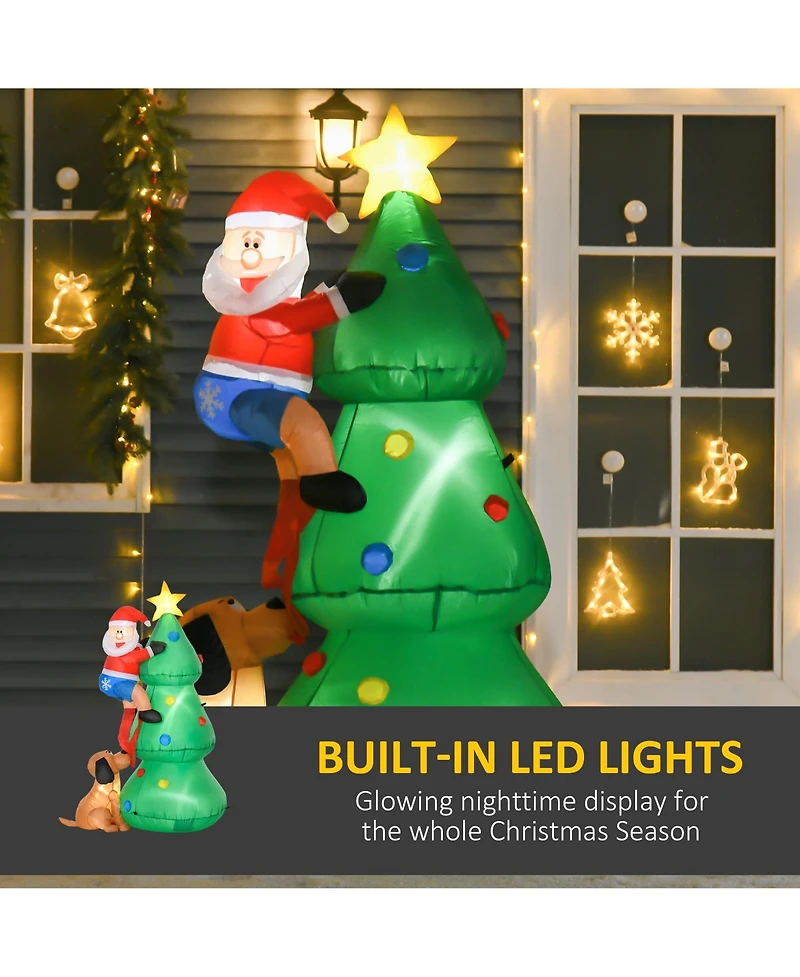 Homcom 6' Christmas Outdoor Santa Claus & Tree Yard Inflatable Led Holiday Decoration