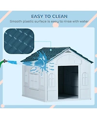 PawHut Plastic Dog House W/ Door, Easy to Assemble, for M and S Dogs