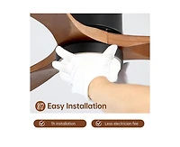 52-inch Modern Black 3-Blade Light Ceiling Fan with Remote Control and Supporting Mobile Device Connection