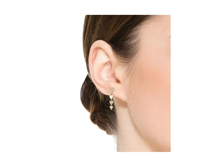 Genevive Gold-Plated Heart Jewelry Set with Sparkling Cz – Elegant Bracelet & Drop Earrings