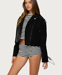 Edikted Women's Ryder Faux Suede Biker Jacket