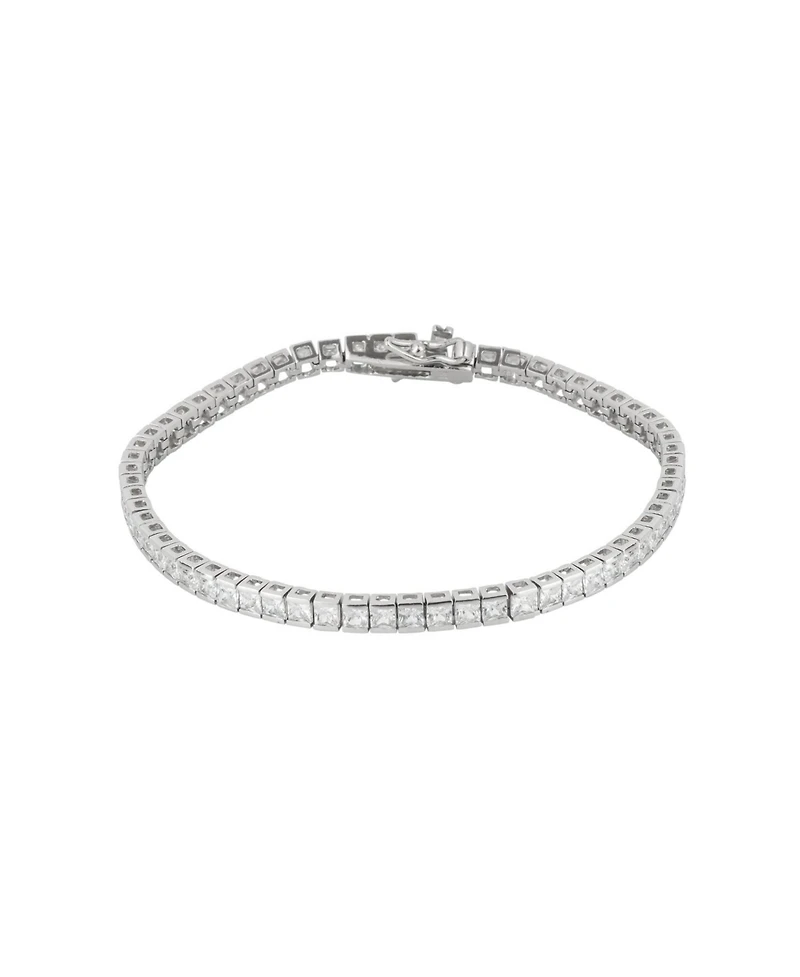 Sterling Silver Square Rectangular Tennis Bracelet