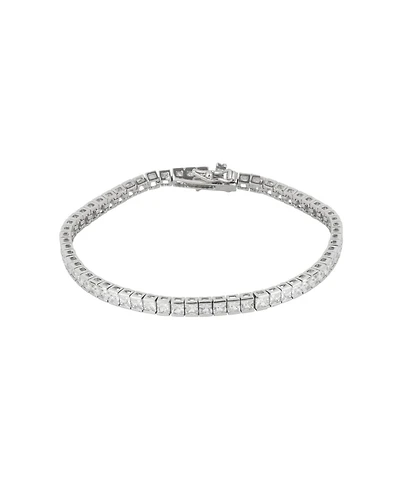 Sterling Silver Square Rectangular Tennis Bracelet