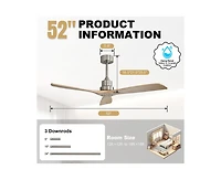 Sofucor 52-inch Modern Sand Nickel 3-Blade Light Ceiling Fan with Remote Control and Supporting Mobile Device Connection
