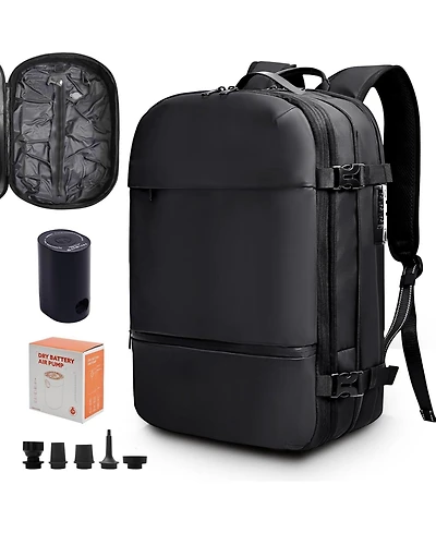 Batfox Vacuum Compression Travel Backpack, 60L Expandable VacPack with Pump, Ideal for Business Laptop Travel (Electric Air Pump Included)