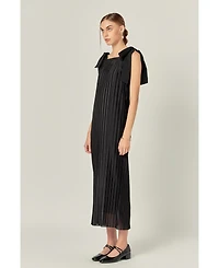 English Factory Women's Bow Detailed Pleated Maxi Dress