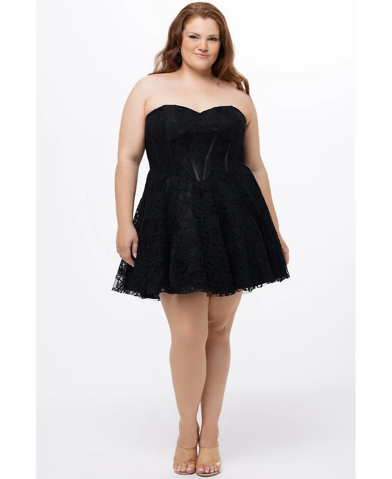 Celebrations by Sydney's Closet Women's Strapless Lace Bustier Party Dress