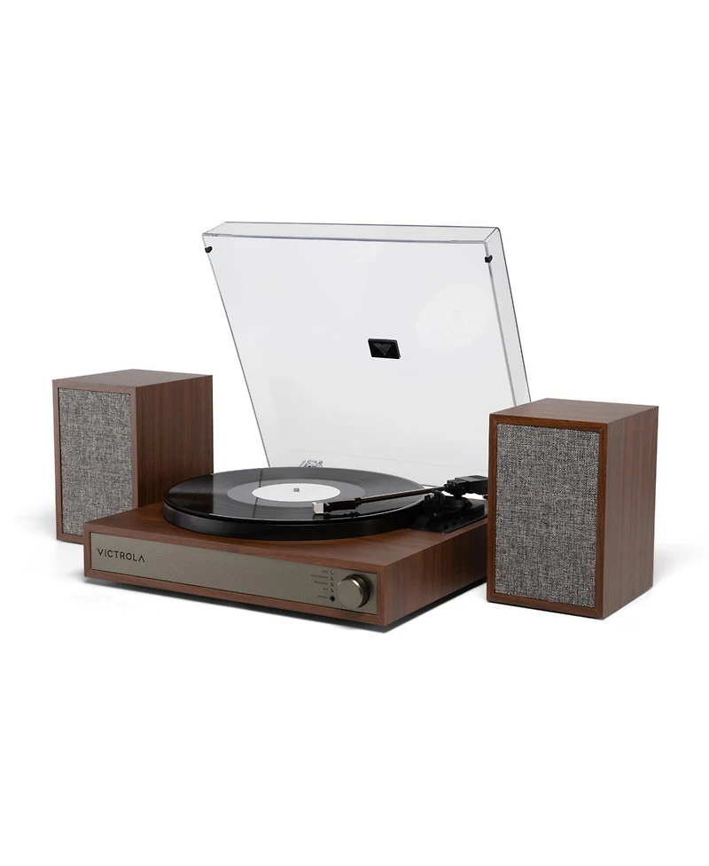 Victrola Harmony Bluetooth Turntable System with Speakers, Walnut