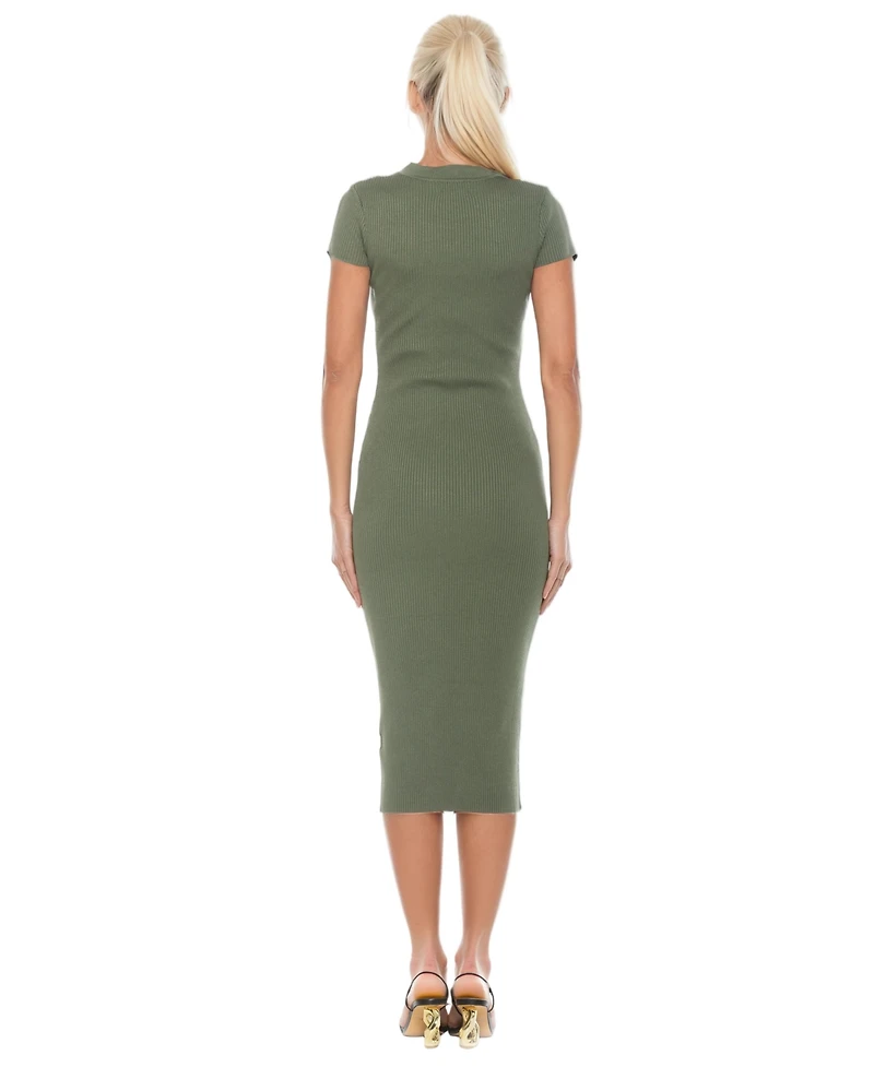 Alexia Admor Women's Rhys Crewneck Ribbed Knit Midi Dress