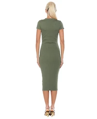 Alexia Admor Women's Rhys Crewneck Ribbed Knit Midi Dress