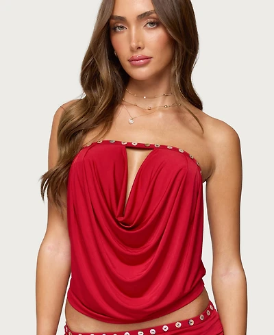 Edikted Women's Giana Iridescent Strapless Cowl Neck Top