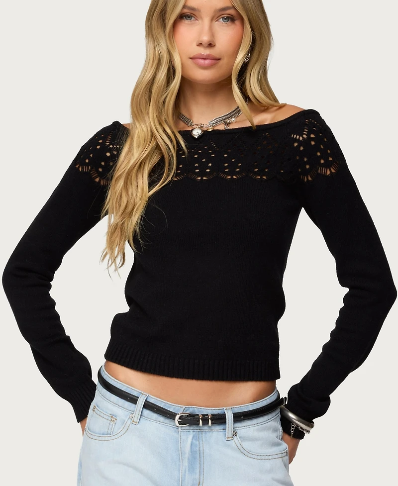 Edikted Women's Lillis Boat Neck Knit Top