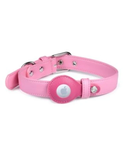 Blueberry Pet Silver Powered Freshness Microfiber Leather Airtag Dog Collar In Classic Black