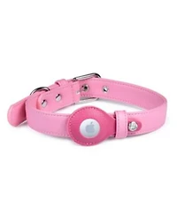 Blueberry Pet Silver Powered Freshness Microfiber Leather Airtag Dog Collar In Classic Black