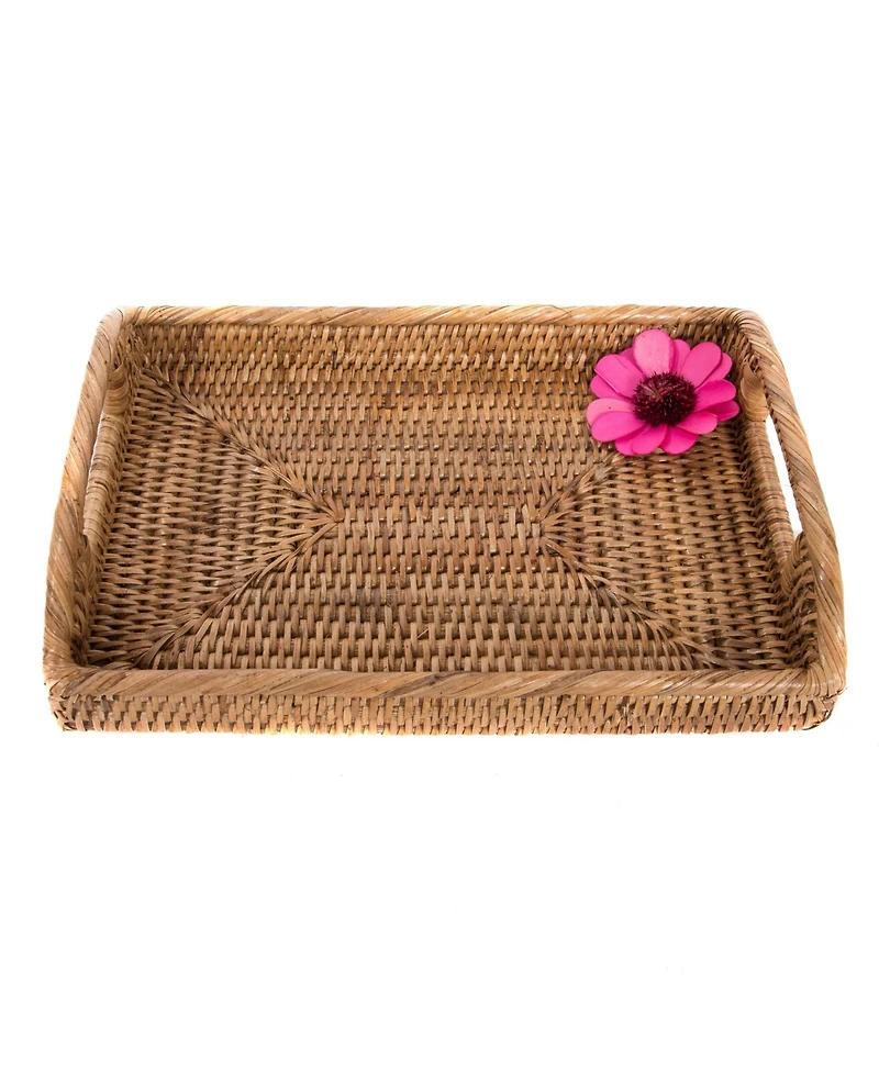 Artifacts Rattan Rectangular Vanity Tray With High Handles