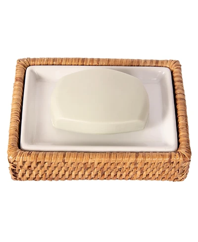 Artifacts Rattan Rectangular Soap Dish with Ceramic Insert