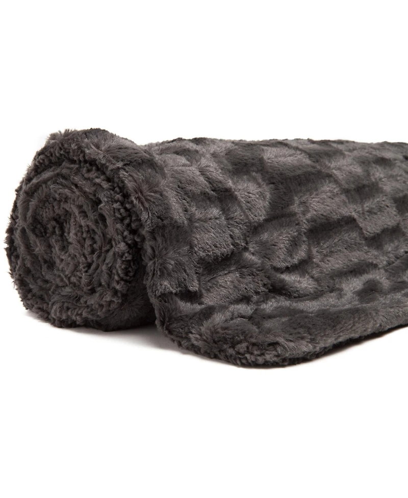 Chanasya Premium Fuzzy Faux Fur Rectangular Embossed Throw Blanket