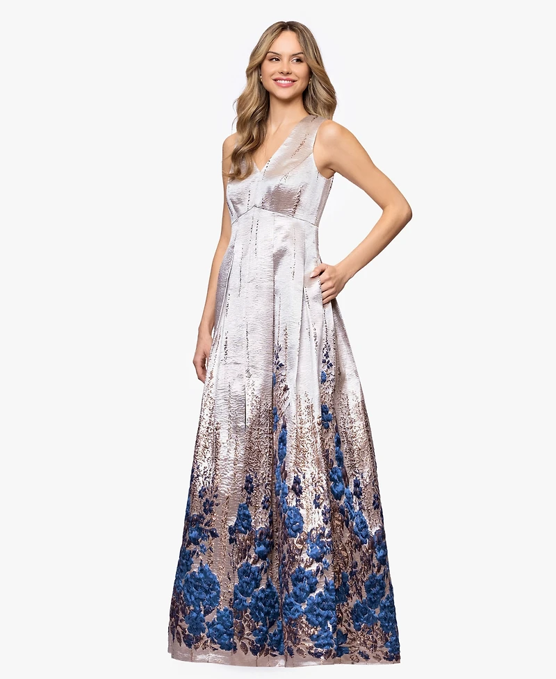 Betsy & Adam Petite Printed A-Line Long Dress