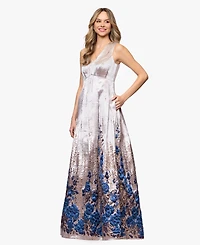 Betsy & Adam Petite Printed A-Line Long Dress