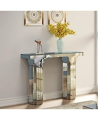 Streamdale Mirrored Console Table Bling Silver Mirror Entryway Desk Modern Rectangle Sofa Table