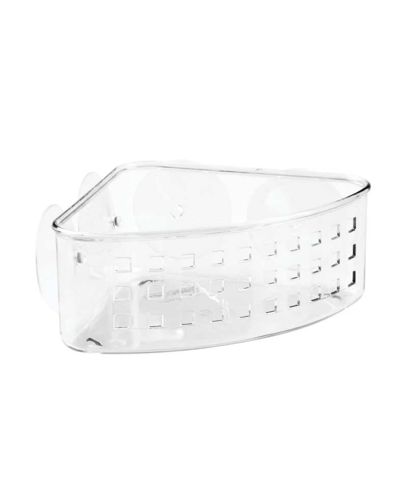 iDesign Plastic Suction Corner Shower Basket for Bathroom