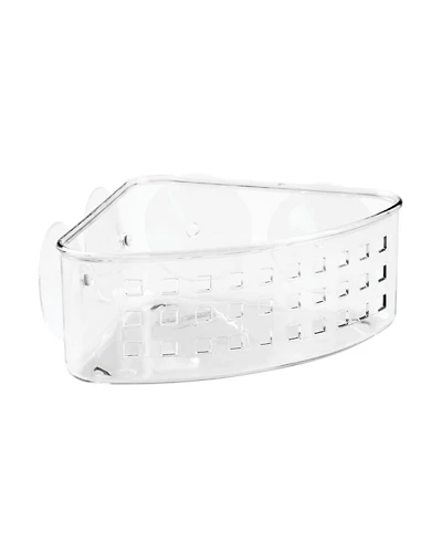 iDesign Plastic Suction Corner Shower Basket for Bathroom