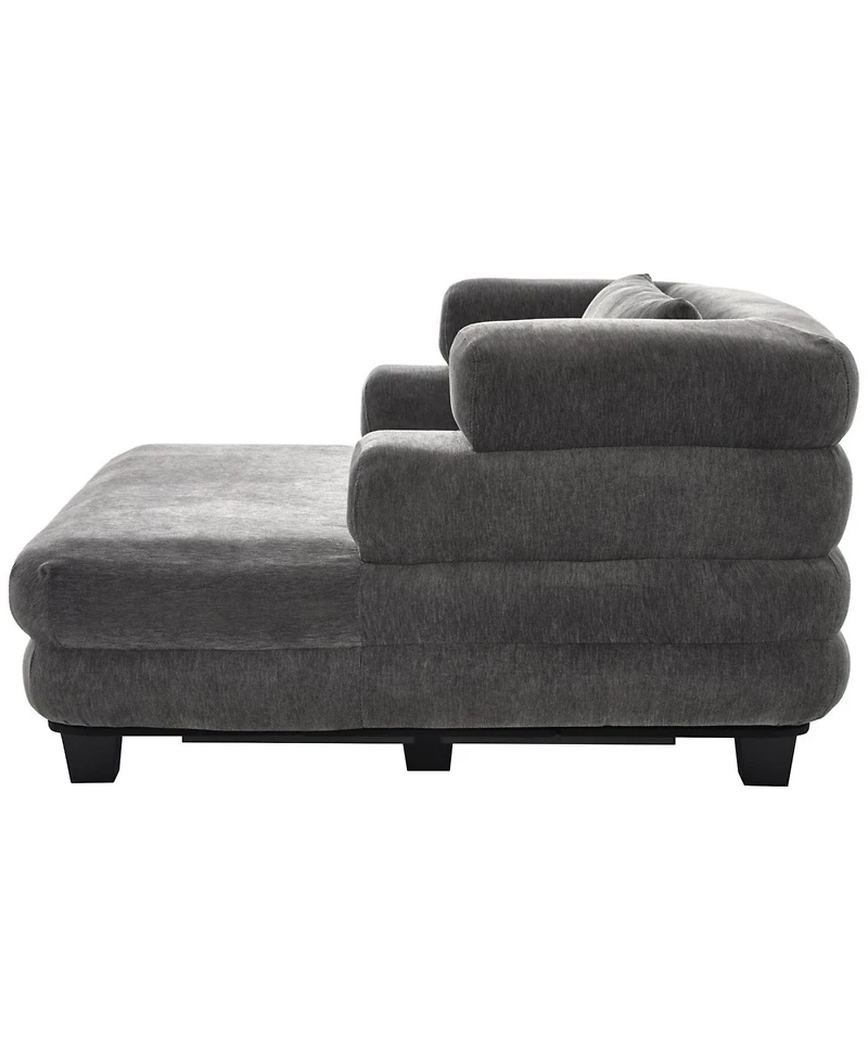 Streamdale Furniture Streamdale Oversized Chaise Lounge 52.4" Modern Chenille Sofa Bed with Deep Seat, Black