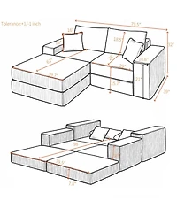 Streamdale Furniture Modular Cloud Sectional Couch, Modern L-Shaped Sofa with Ottoman, Black