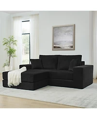 Streamdale Furniture Modular Cloud Sectional Couch, Modern L-Shaped Sofa with Ottoman, Black