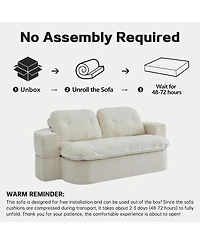 Streamdale Furniture Modern Floor Sofa with 2 Pillows, Convertible Corduroy Sleeper Sofa Bed