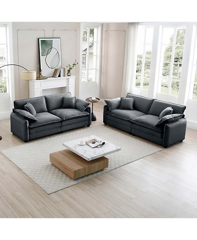 Streamdale Furniture Modern Grey Corduroy Two-Piece 2-Seater Sofa Set