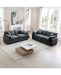 Streamdale Furniture Modern Grey Corduroy Two-Piece 2-Seater Sofa Set