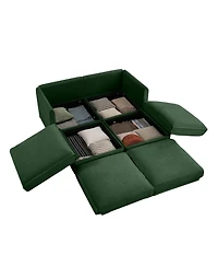 Streamdale Furniture Stylish Green Chenille 2-Seater Sofa with 2 Ottoman Storage Seats