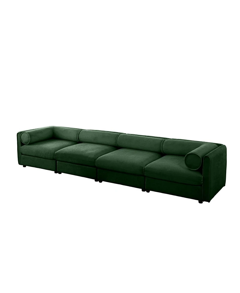 Streamdale Furniture Modular Green 4-Seat Sectional Sofa with Storage and Cylindrical Backrest