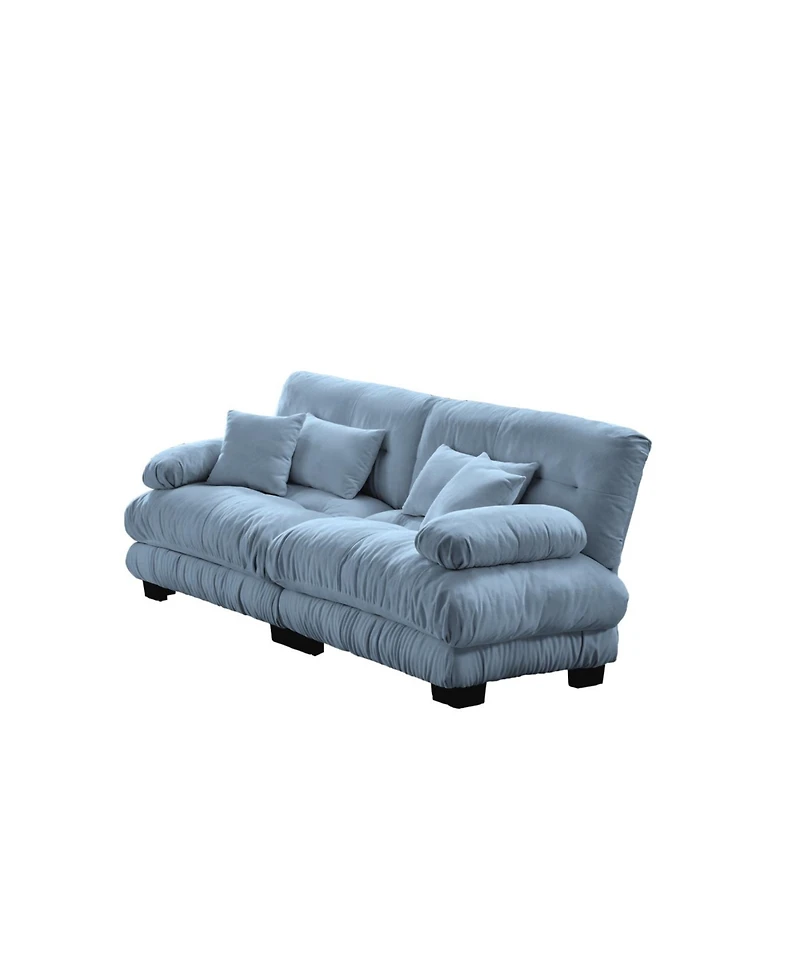 Streamdale Furniture Cloud Couch 2 Seater Chenille Sofa with Pillows, Blue