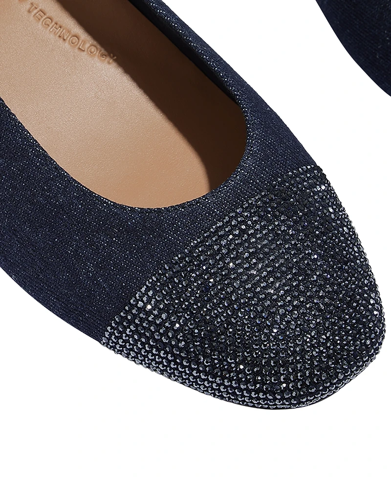 FitFlop Women's Delicato Crystal Cap-Toe Denim Ballet Flats