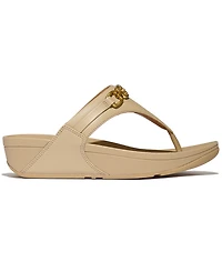 FitFlop Women's Lulu Square-Chain Leather Toe-Post Wedge Sandals