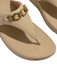 FitFlop Women's Lulu Square-Chain Leather Toe-Post Wedge Sandals