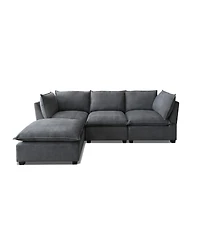 Streamdale Furniture Streamdale Modern Linen Sectional Sofa with Convertible Ottoman - Grey