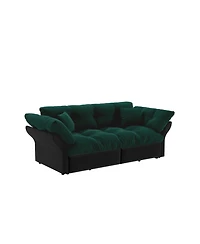 Streamdale Furniture 74.8" Queen Pull Out Sofa Bed, 3-in-1 Convertible Sleeper Tufted Sofa with 2 Pillows, Green