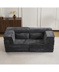 Streamdale Furniture Compression Sofa, Convertible Floor Sofa Bed, Modern Oversized Loveseat, Dark Grey